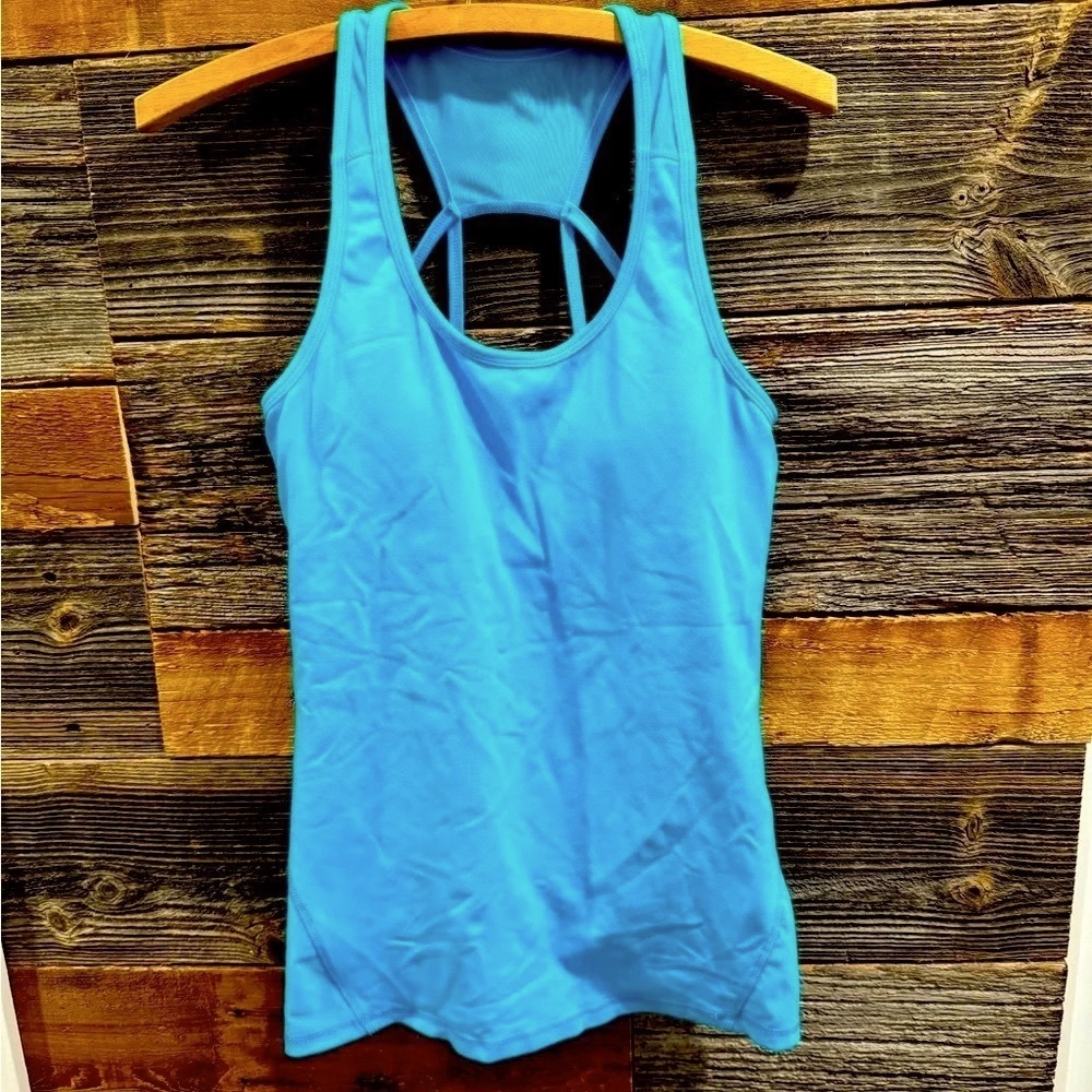 Kyodan racer back built in bra turquoise running yoga gym sports tank USM cutout